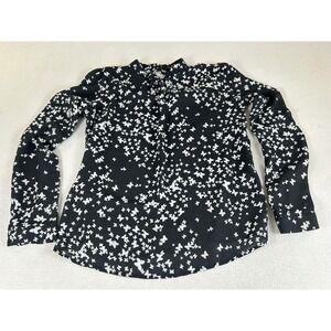 Lipslide Butterfly Print Blouse Women Small Black White Whimsical T60170